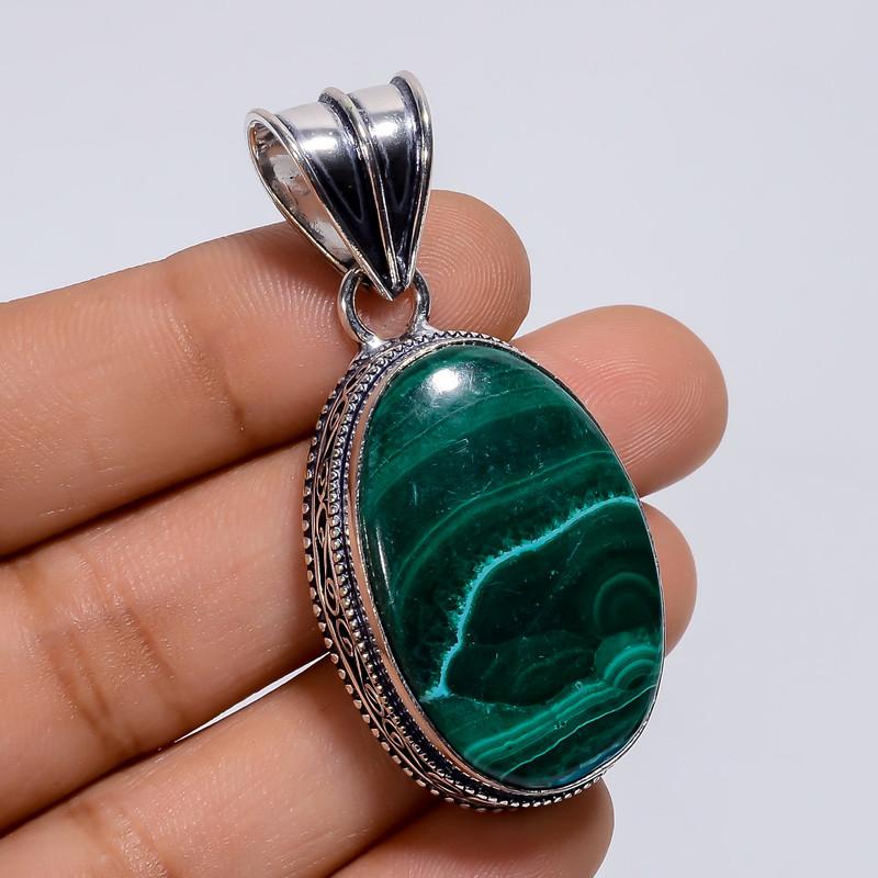 

Classic Top Grade Qualite 100% Natural Malachite Chrysocolla Oval Shape Vintage Style Handmade Jewelry 925 Steling Silver Pendant 2 WSJ4828 2