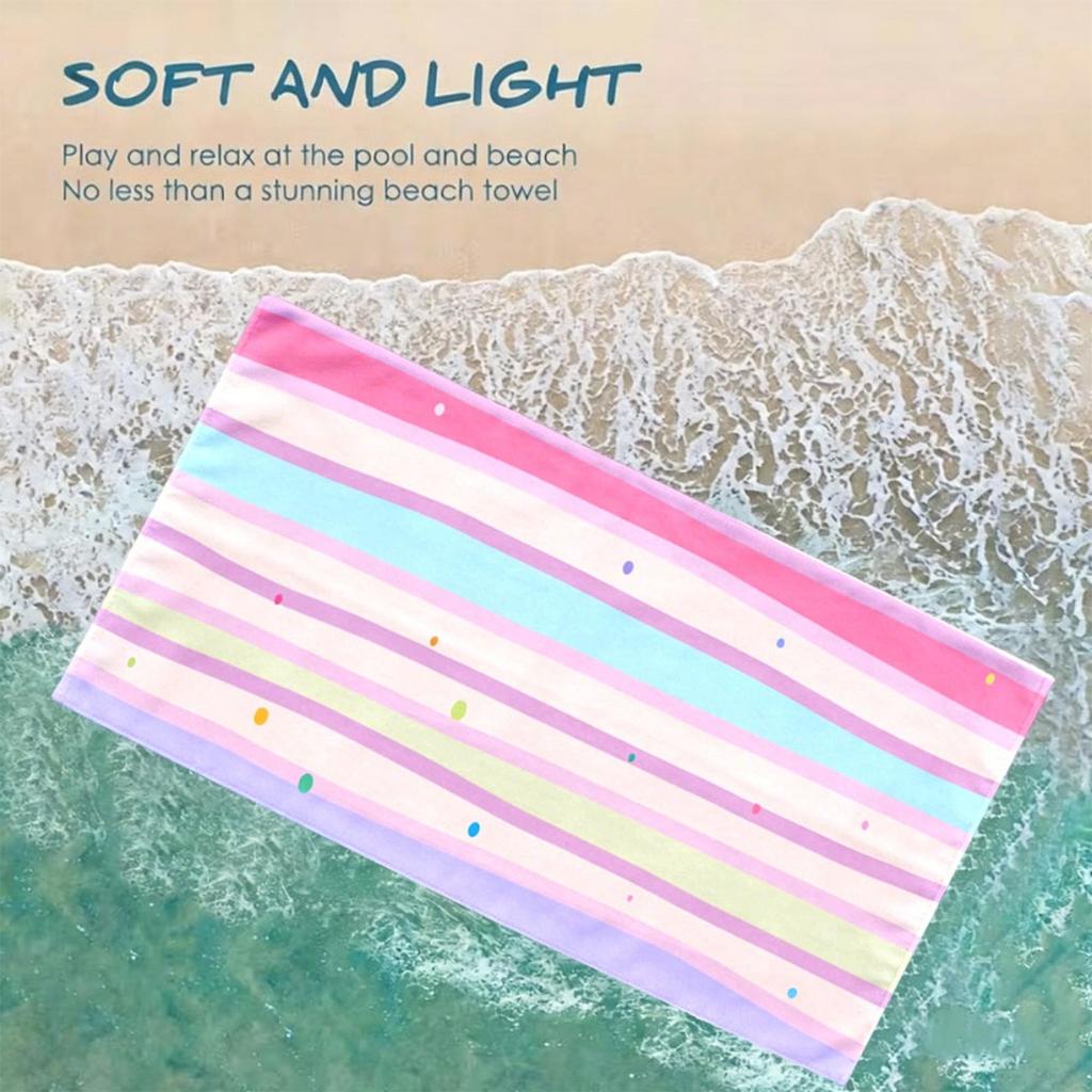 Serviette de Plage Surdimensionnée à Pois Rayés Pastel Protection Solaire et Coupe-Vent Convient pour Piscine Camping Couverture de Voyage