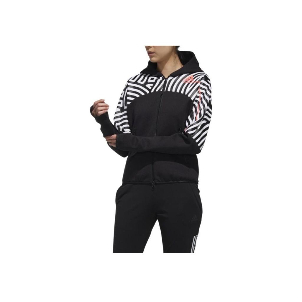 Adidas Color Block Printed Hooded Jacket Women Jacket Black GN5672