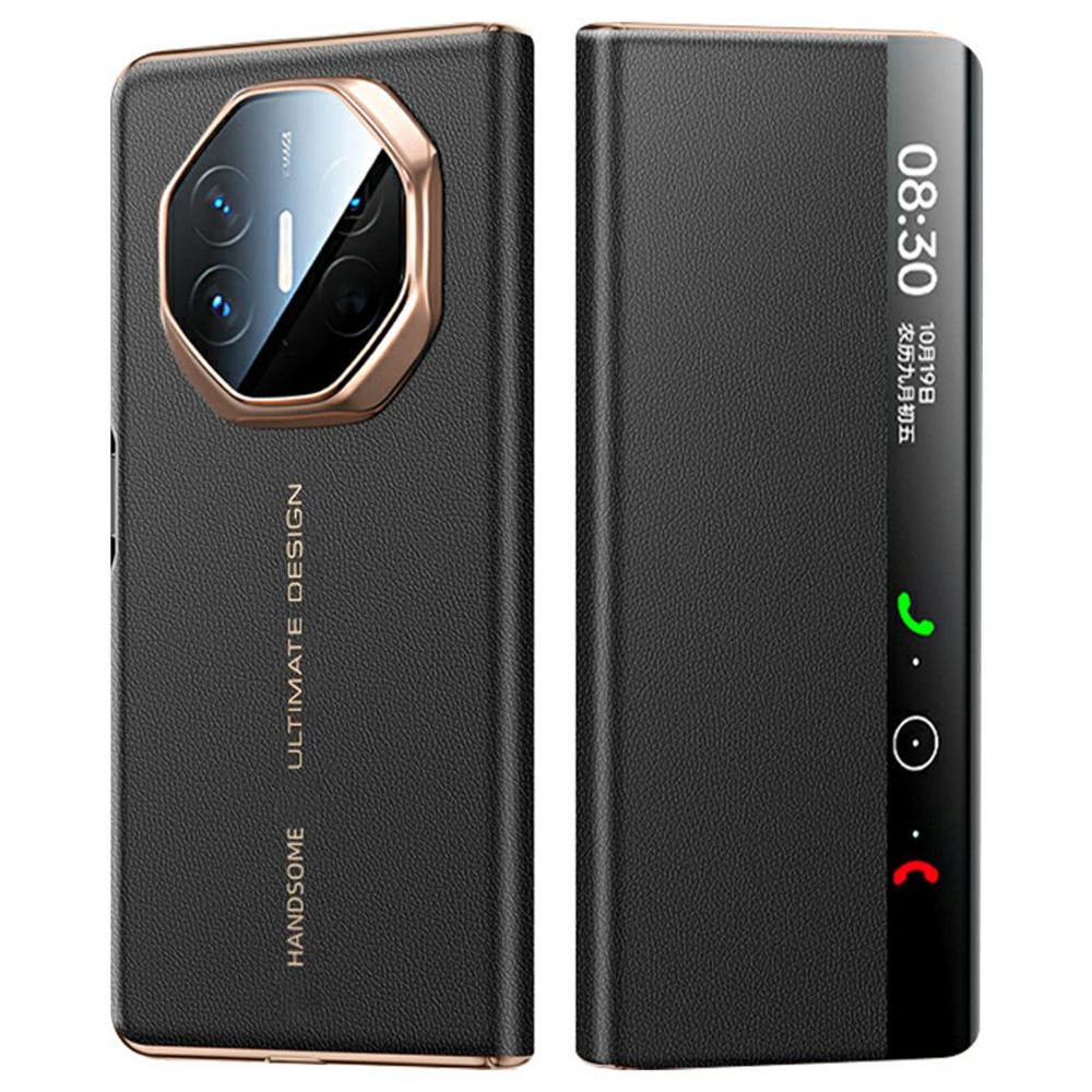 

Чехол для Huawei Mate X5 с окошком для просмотра, из натуральной коровьей кожи, чехол для смартфона Black