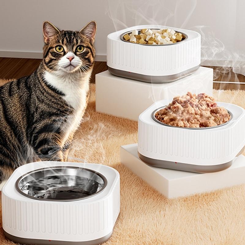 Pet Water Bowl Heater Pet Feeding Dish Warmer with Temperature Control for Small Pet Dogs Cats Chickens Rabbits Birds