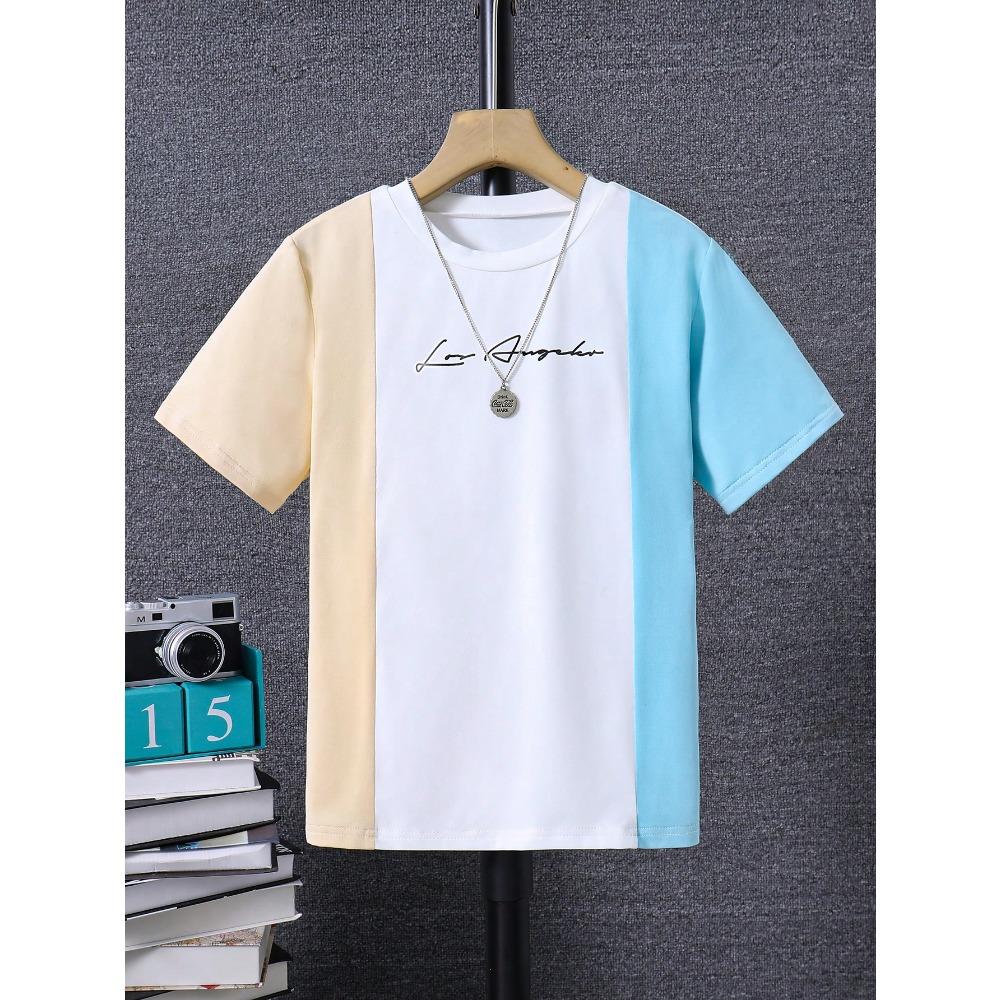 

Short sleeved T-shirt suitable, summer contrasting color, fashionable and affordable children s casual top 140