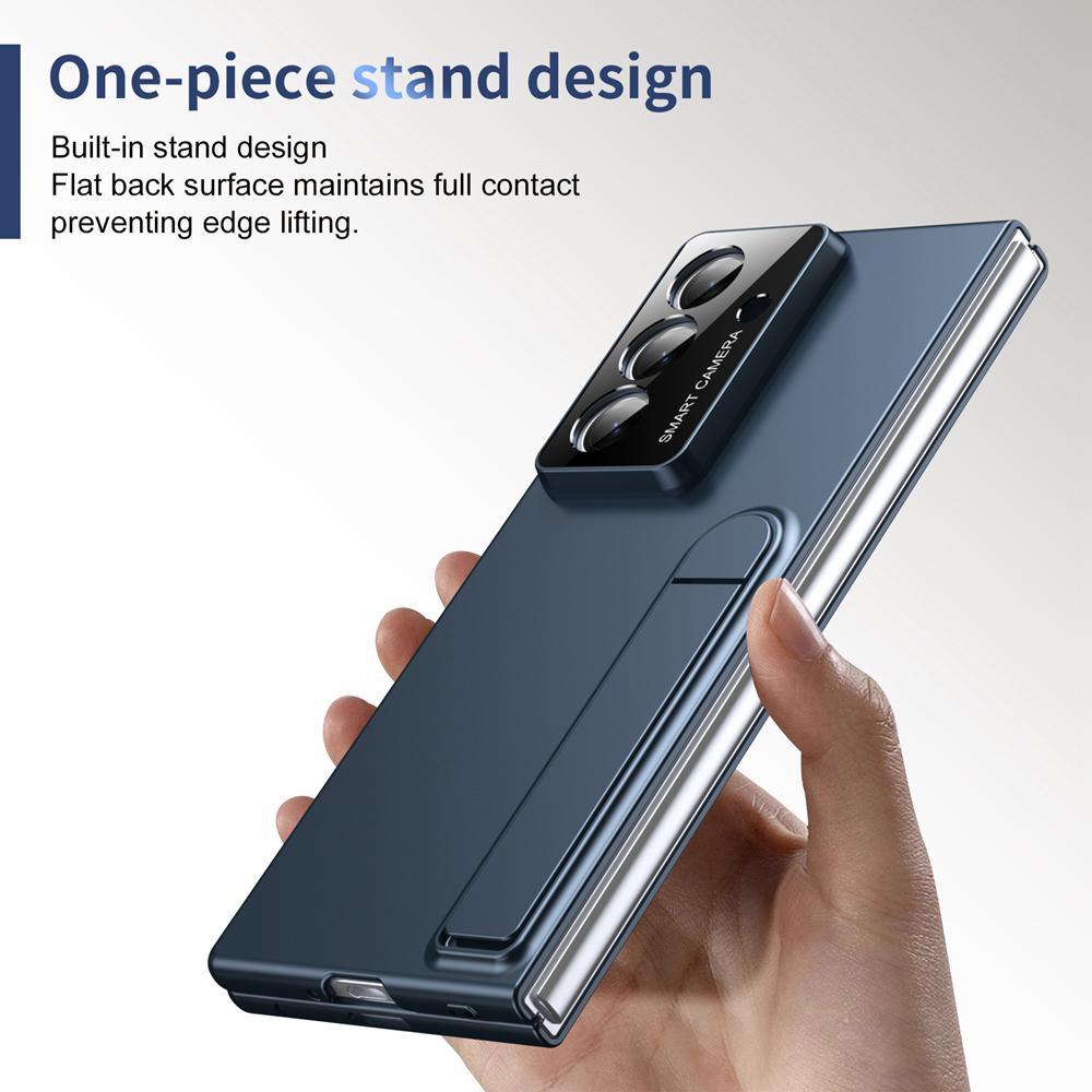 KEYSION Shockproof Case for Samsung Galaxy Z Fold 7 5G Hard PC Kickstand Phone Back Cover with Tempered Glass Screen Protector