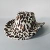 Chapeau de Cowboy en Fourrure de Lapin Imprimé Léopard 7,5 cm Fedora Western Cowboy Chapeau Panama Mode Voyage Fête Chapeau de Cowboy Chaud pour Hommes et Femmes