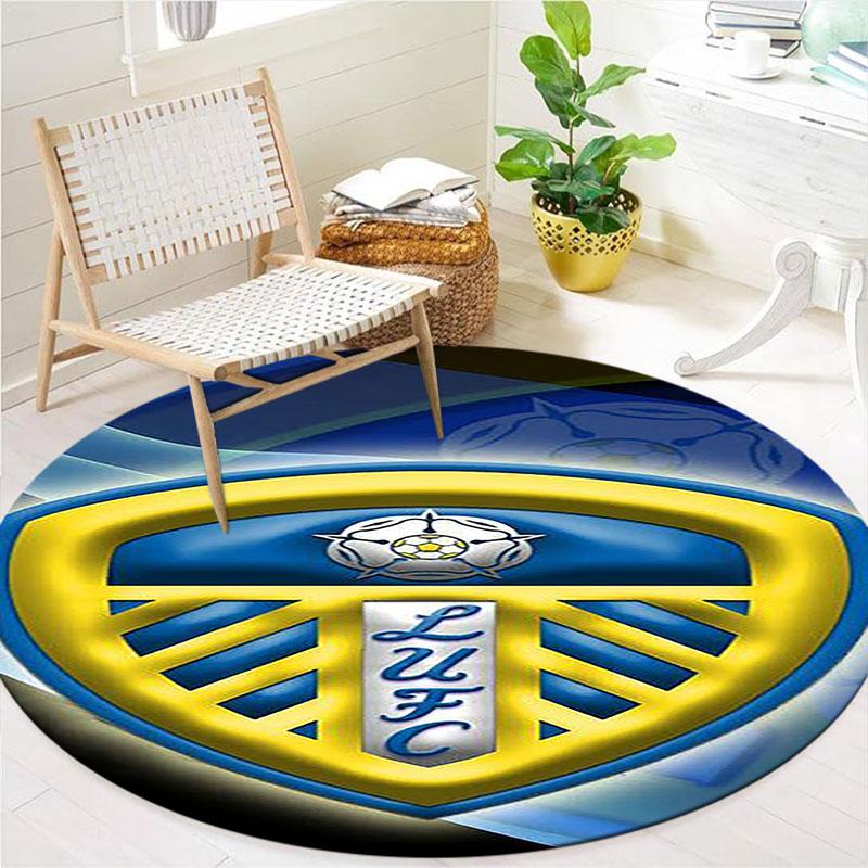 Leeds United Football Club Round Area Rug,Carpet Rug for Living Room Bedroom Sofa Playroom Decor,Non-slip Floor Mat