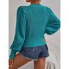Solid Color Knitted Sweater Women's Round Neck Pullover Lantern Sleeve Top