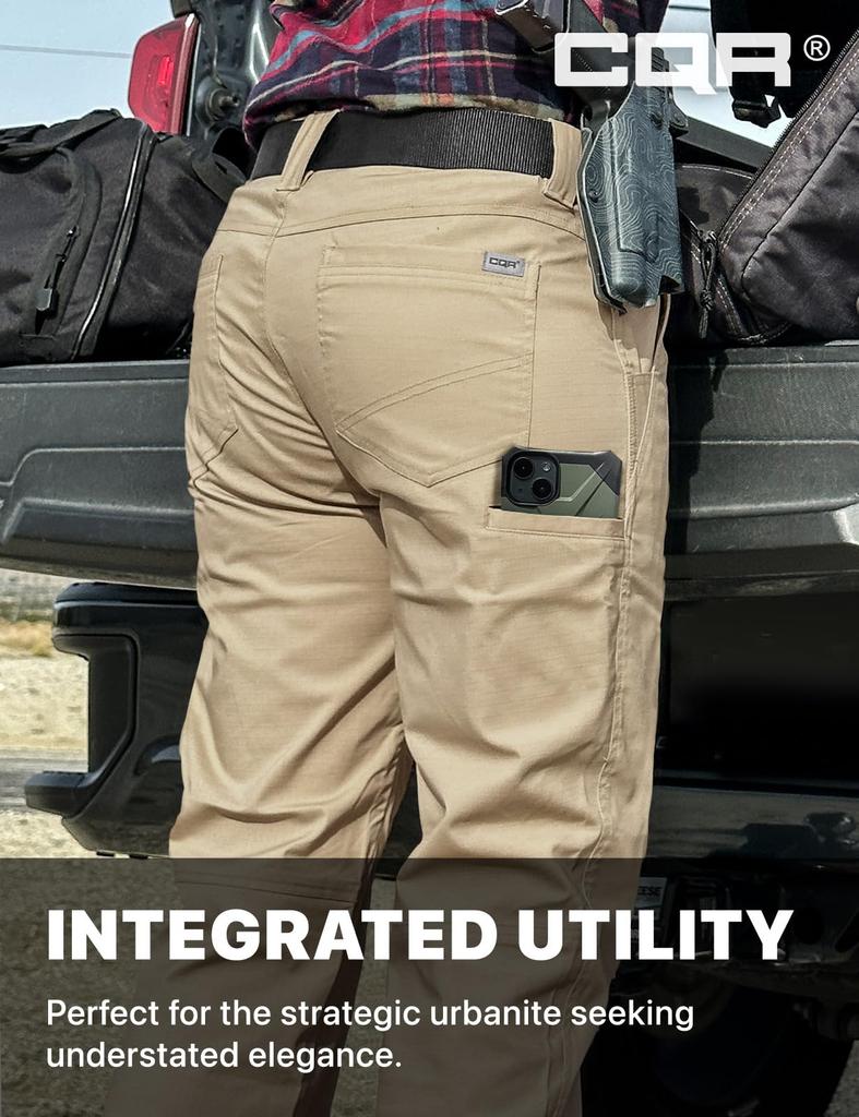 CQR Cargo Long Straight Work Tactical Women's Pants, Pants, Workwear, Climbing, Mountaineering, Camping, Casual, Lightweight, WFP601-KHK_8/R