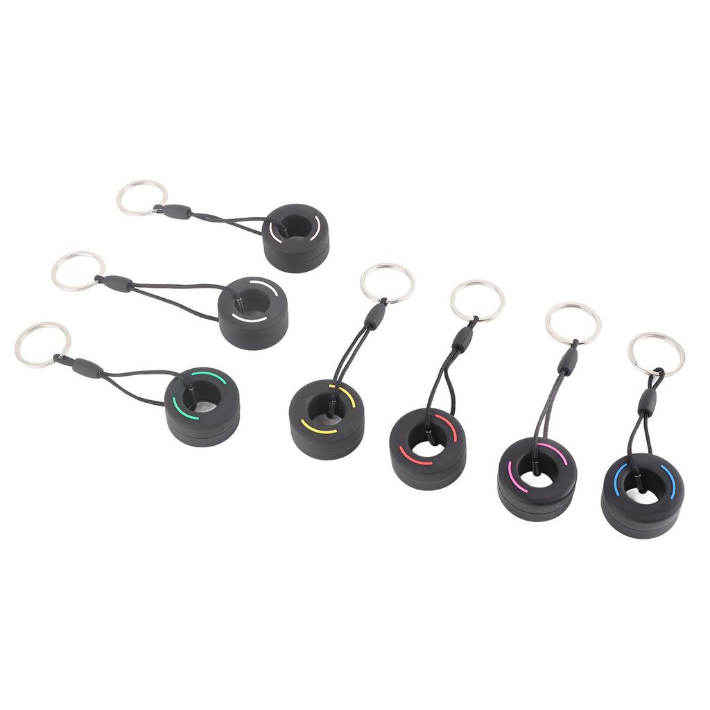 7Pcs Mini Car Tire Keychain Key Ring 7 Colors Soft Rubber PVC Automotive Tire Keyring for