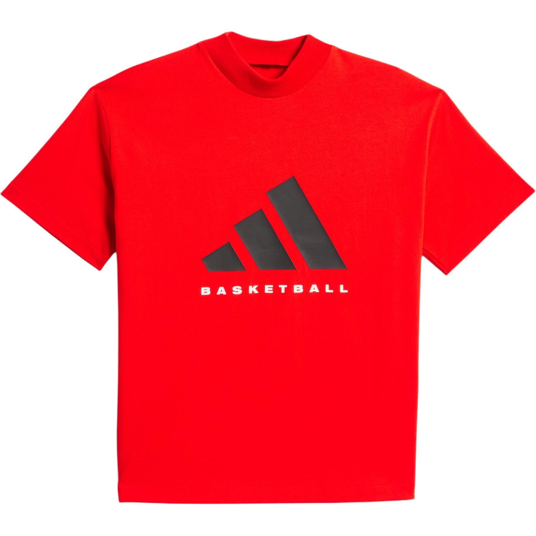 adidas Basketball T-Shirt Asia Sizing  Red Black  Men s JE3763 M