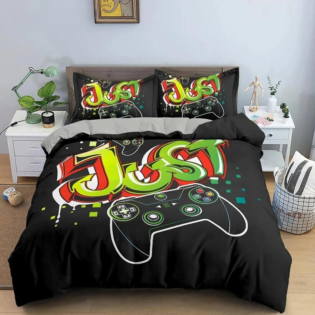 Gamepad Duvet Cover 2/3Pcs Game Bedding Set Teens Video Game Quilt Cover Set ,King, Double Bed, For Bedroom