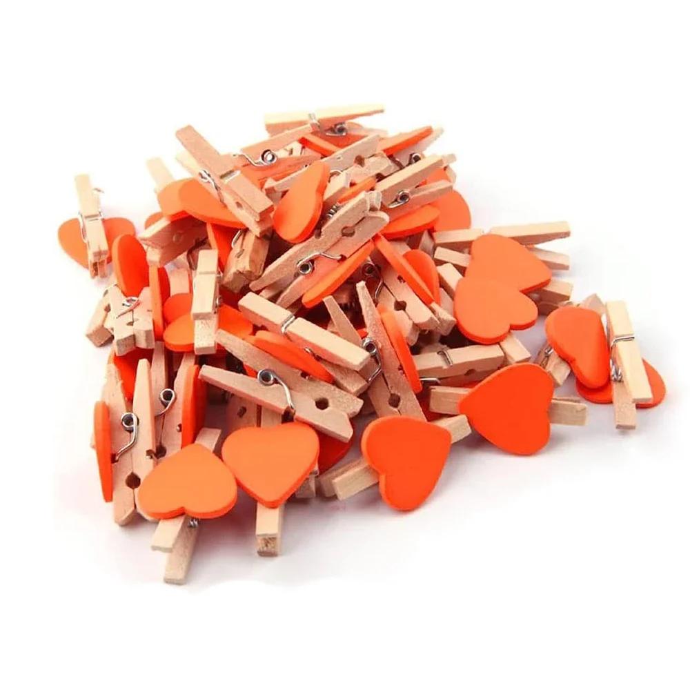 25/50Pcs Heart Wooden Clothespins, Colorful Mini Clips with Natural Jute Twine for DIY Crafts & Photo Display
