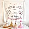 Bohemian Pattern Letter Birthday Tapestry Wall Hanging Home Decor for Bedroom Living Room Dorm Happy Birthday