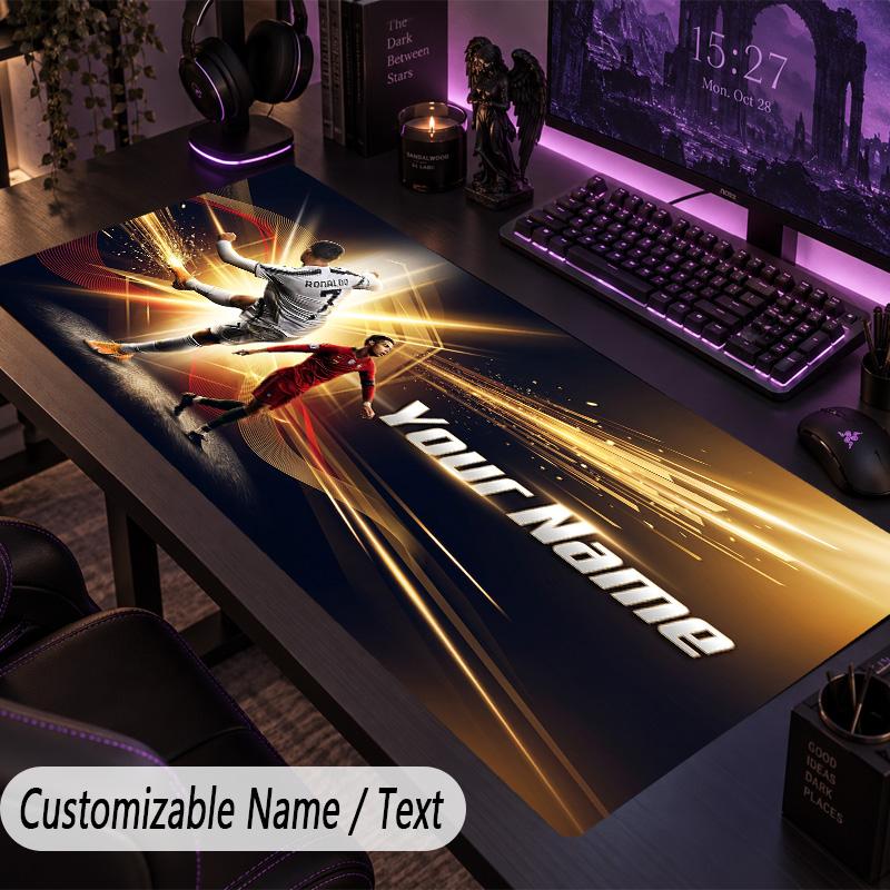 Large Mouse PadCristiano Ronaldo Custom Name Text Personalized Desk Mat Non Slip Gaming Pad