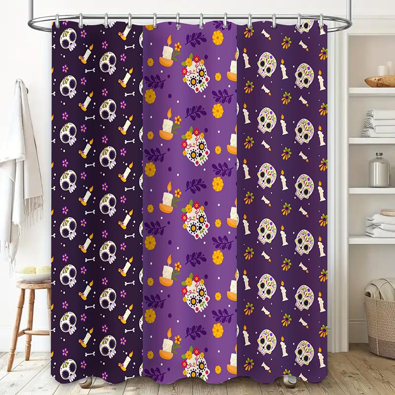 Vibrant Purple Shower Curtain with Sugar SkullsDecorate Your Bathroom In Style
