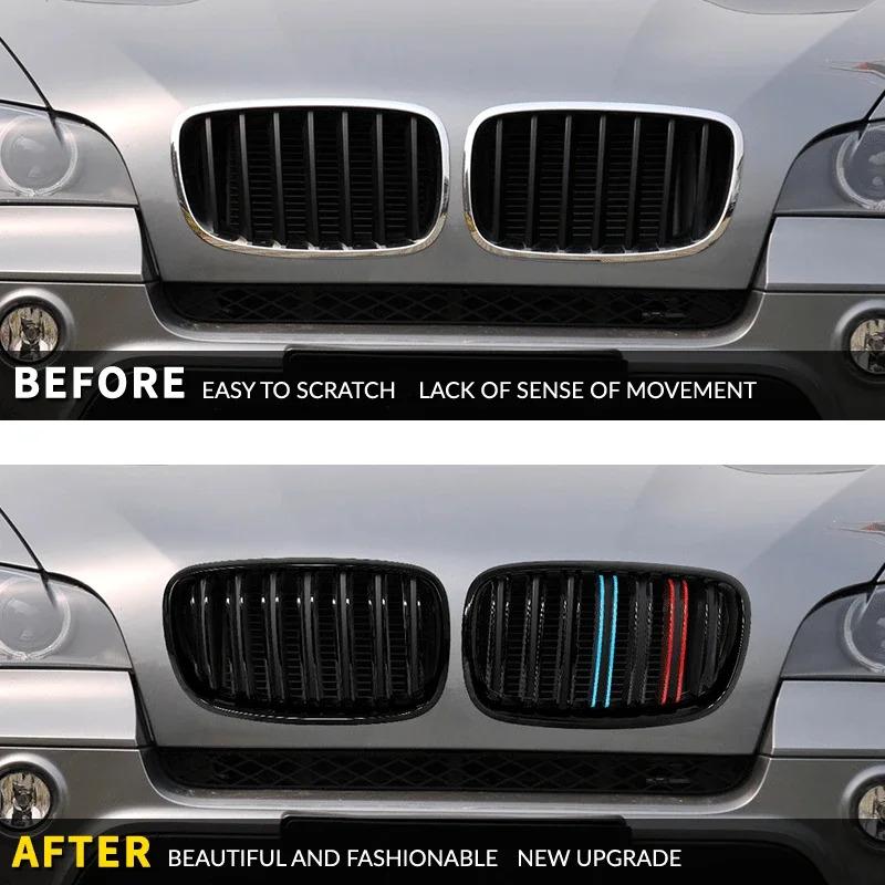 1 Pair Front Grilles For BMW X5/X6 E70 E71 2008-2013 Gloss Matte Black Kidney Grill Carbon Fiber Replacement Front Bumper Grilles