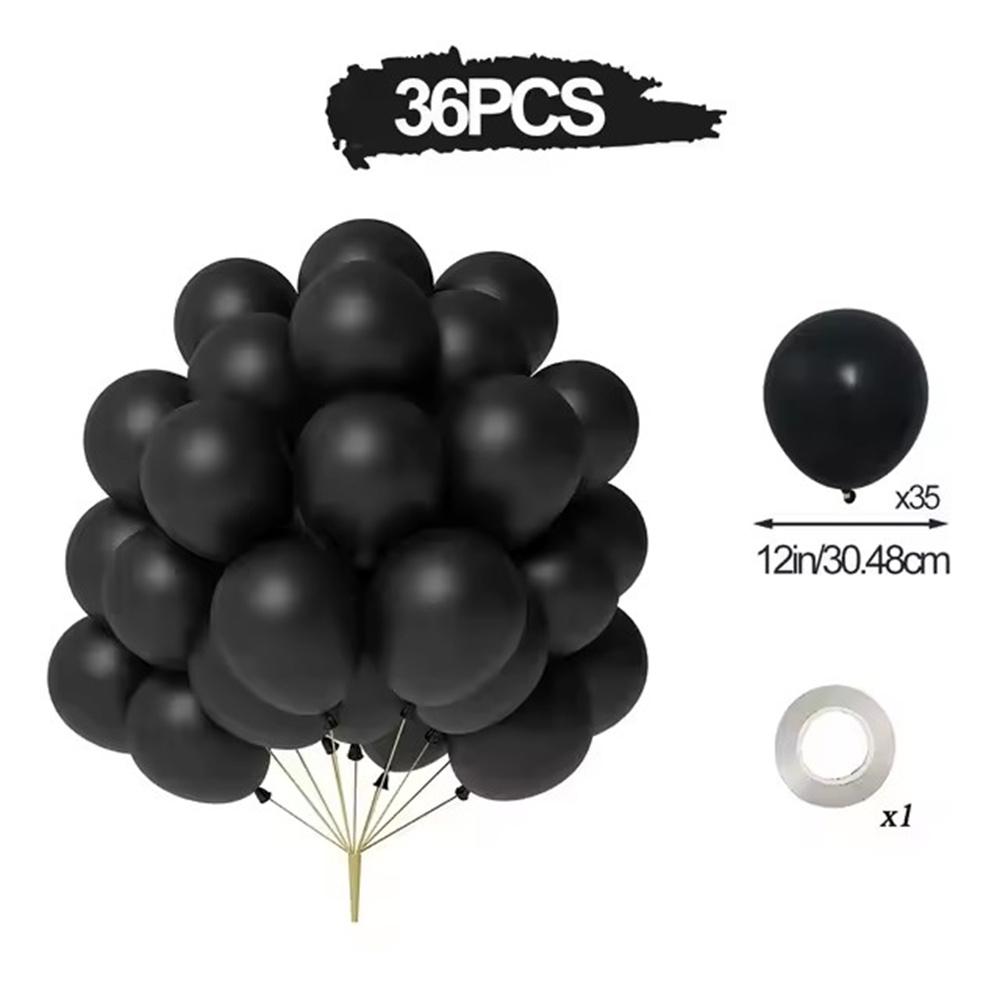 36pcs 12inch Balloon Bundle Set Gold Silver Metal Baloon Black Confetti Ballons Wedding Birthday Party Decorations Baby Shower