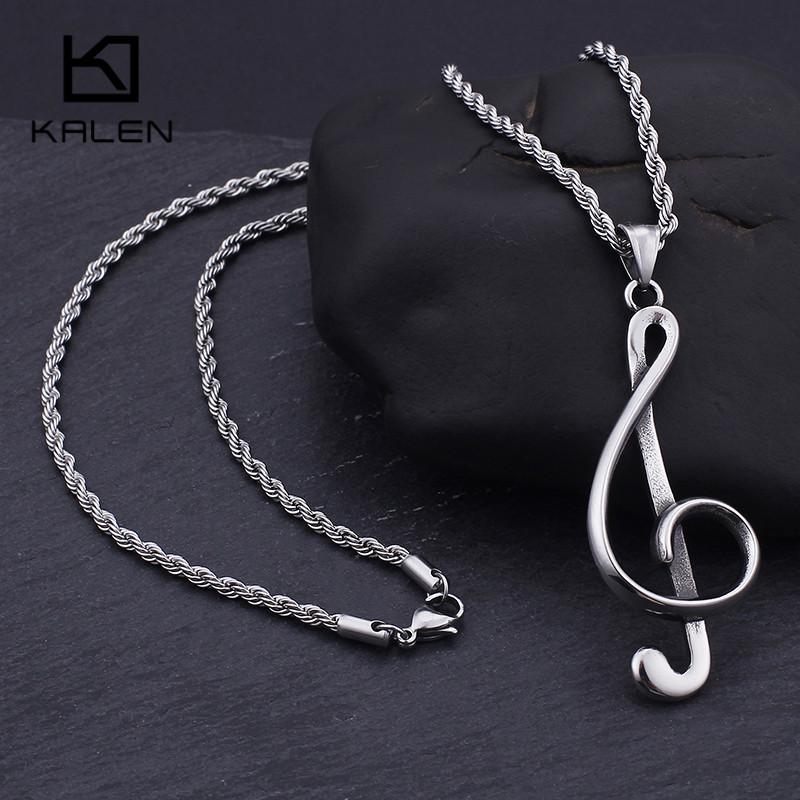 The Treble Clef G Musical Stainless Steel Pendant Necklace For Men Women Charm Chain Couple Jewelry