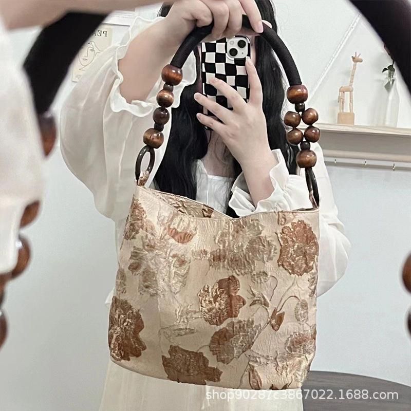 

Карамельный макиато сумка женская сумка сдержанная ретро жаккардовая ткань сумка через плечо новая сумка под мышкой сумка-тоут