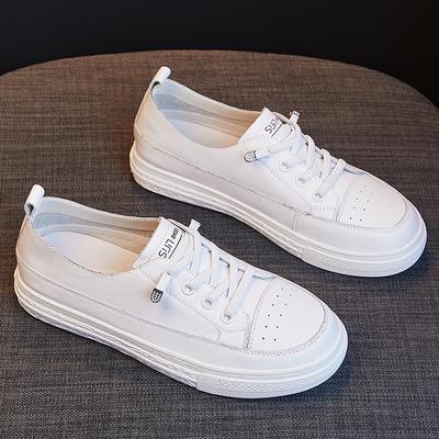 Top Schicht Rindsleder frauen Schuhe Neue Frühjahr und Herbst Leder Mode Flache Kleine Weiße Schuhe Alle-spiel Casual Schuhe