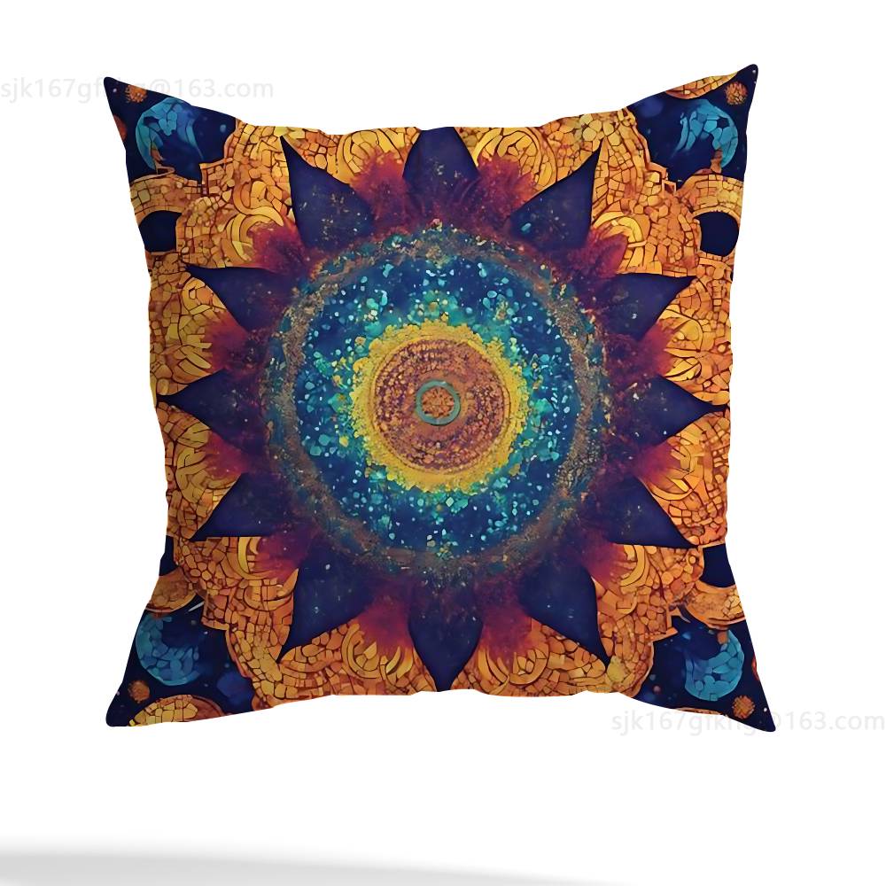 Flower Of Life Mandala Pillow Case Sofa Living Room Bedroom Headboard Backrest Cushion Square Cushion Nap Time