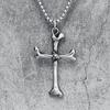 Bones Cross Men Necklace Creative Skeleton 316L Stainless Steel Pendant Chain Religion Rock Punk Rap for Biker Male Jewelry Gift