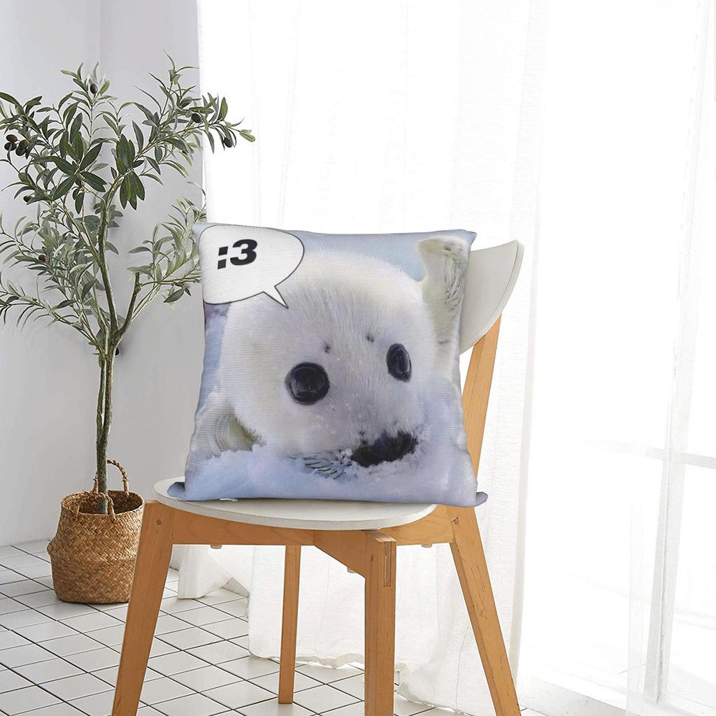 Seal Sea Cute Square Pillow Case  Cushion Covers Awesome Zipper Decorative Pillowcase for Seat 45x45cm