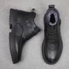 Winter First Layer Cowhide Wool Men's Leather Velvet Thermal Cotton Shoes Casual Elderly Dad Leather Shoes Extra Large Size 46
