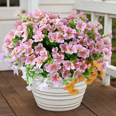 Flores Artificiais para Exterior Resistentes a UV Pacotes Mistos Buquê de Flores Silvestres Artificiais Enchimento Realista de Vaso de Primavera para Cestas Suspensas Varanda Pátio