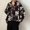 Men's Japanese-Style Full Print Long Sleeve Shirt - Casual, Trendy, Hong Kong-Style Cardigan for Spring/Autumn