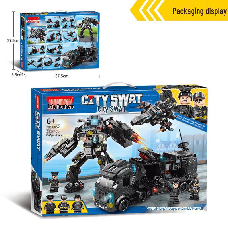 LEGO-Compatible City Police Transforming Robot Building Blocks, Children s Educational Toy