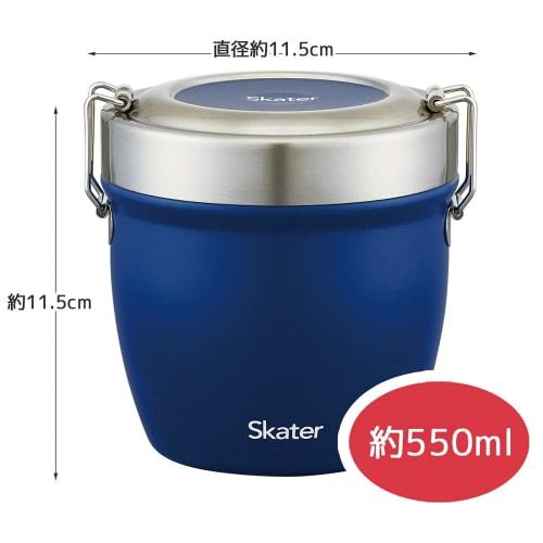 Skater Antibacterial Insulated Lunch Box, Rice Bowl Shape, Stainless Steel, 550ml, Blue, STLBD6AG-A