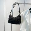 New fashionable versatile pleated bag cream bubble grid armpit bag fresh women's shoulder bag