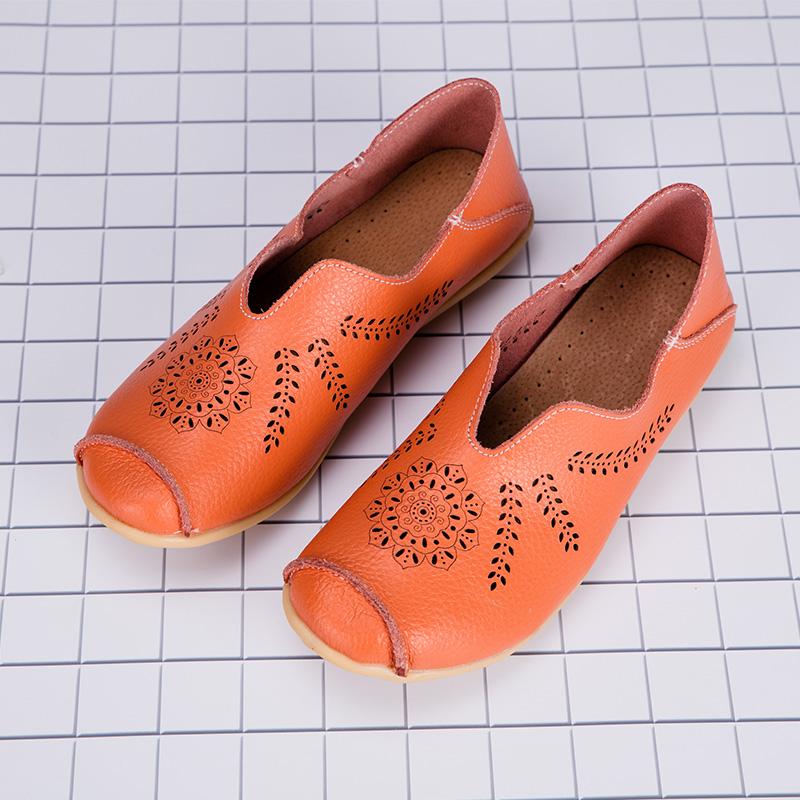 Fashion 2025 Spring Summer Women Genuine Leather Flats Women Casual Sneakers Creepers Cutouts Slip On Flat Moccasins Shoes Woman