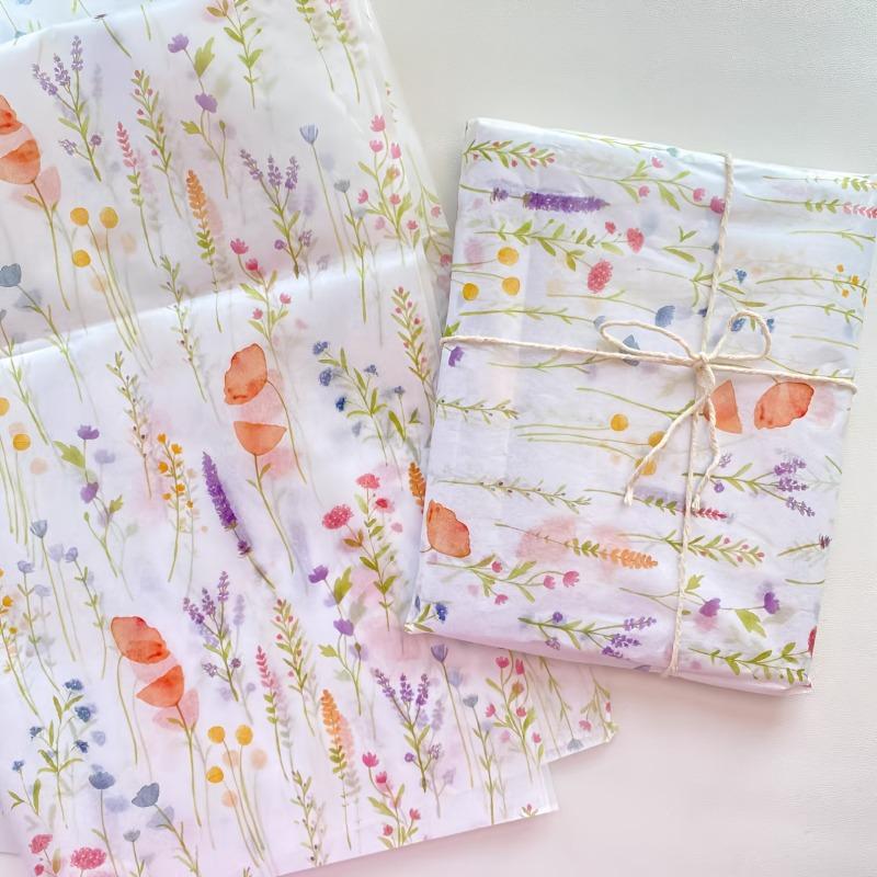 20 Sheets Lavender Print Gift Wrap Tissue Paper, 14x20 Inch Semi-Transparent for Valentine's Wedding Birthday, Craft Decor Sheet