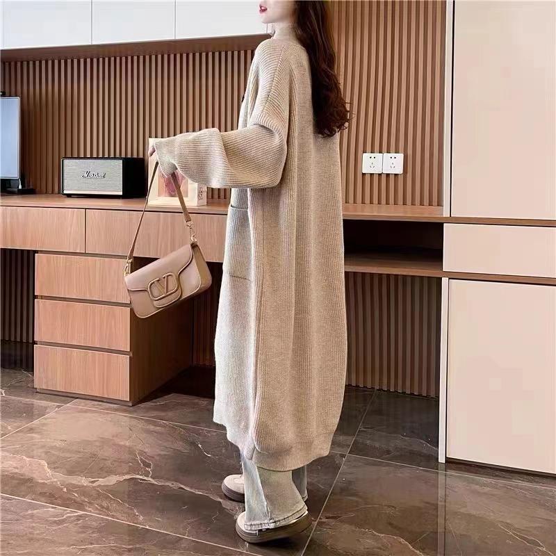 

Autumn and winter new design sense thickened knitted cardigan coat women s versatile loose temperament lazy coat long sweater one size fits all