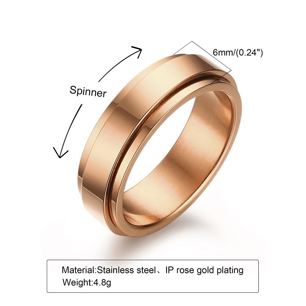 Stainless Steel Spinner Fidget Ring for Men Women Anxiety Jewelry Size 5 To 12