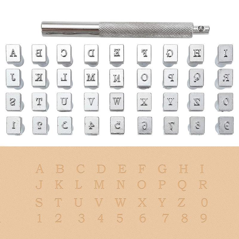 37Pcs Set Metal Alphabet Number Leather Stamp Hand Engraving Tool Kit DIY Set Professional Leather Embossed Tools Pottery Tool