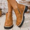 Pu Leather Ankle Boots for Women Double Zipper Up Fashion Boots Woman 2025 Spring Autumn Non Slip Platform Booties Female
