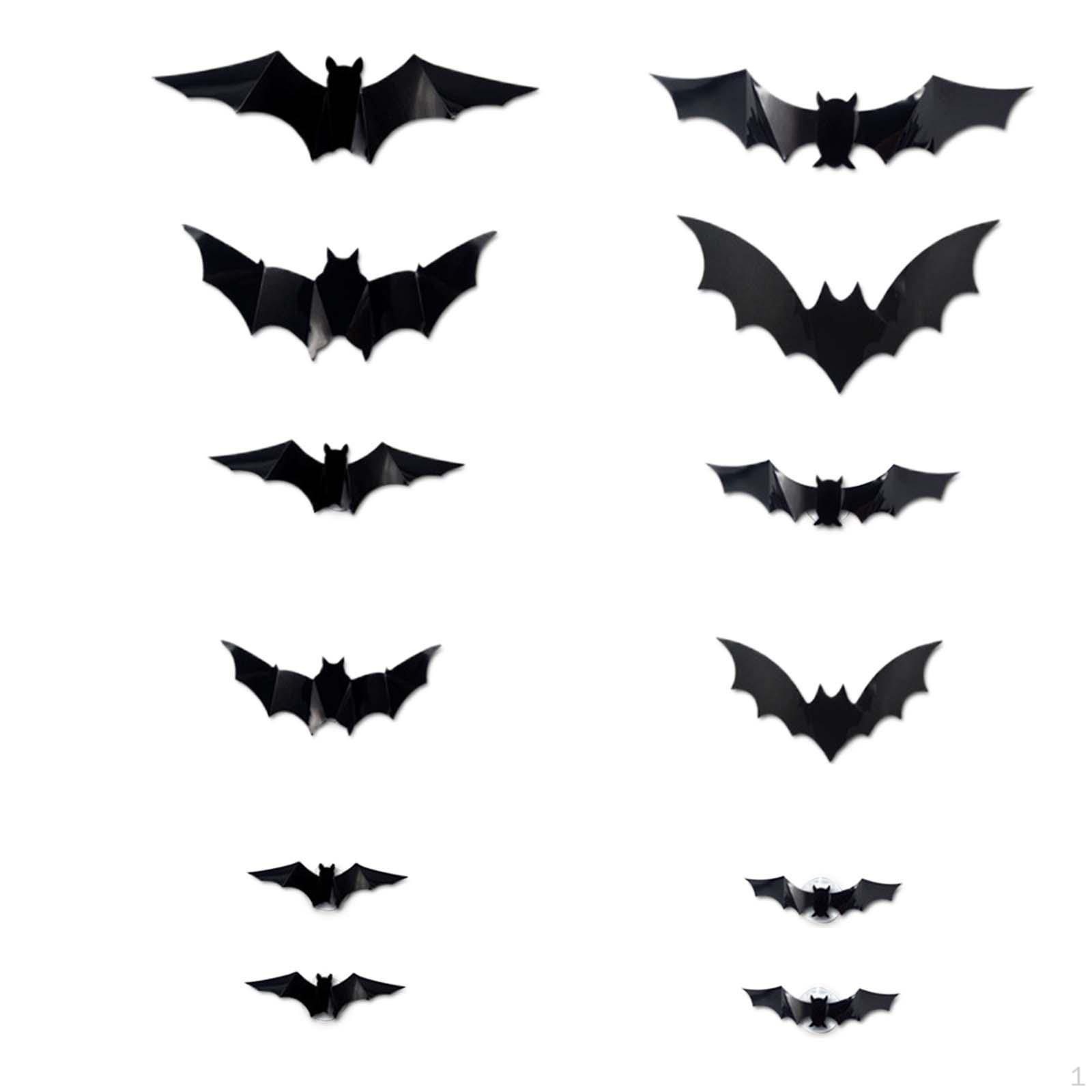 Glow-in-the-Dark Bat Wall Decals - Halloween Home Decor 12pcs