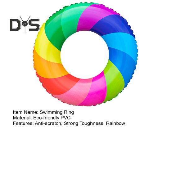 Anti-leak Kids Swimming Ring Smooth Fun Inflatable Rainbow Swimming Ring