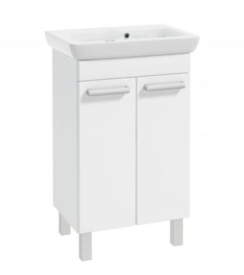 Lacquered Standing Bathroom Cabinet with Washbasin 55x80cm, White Gloss Capri