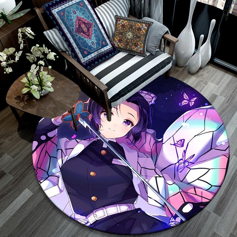 Cartoon Print Round Area Rug,Carpet Rug for Living Room Bedroom Sofa Playroom Decor,Non-slip Floor Mat