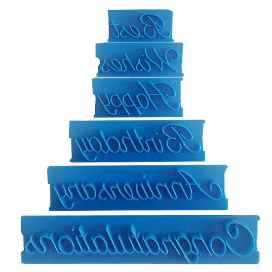 6Pcs Blessing Letter Cake Mold Fondant Chocolate Decorating Home DIY Baking Tool