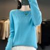 Women's Round Neck Sweater, Qinghe Cashmere, 30% Cashmere 70% Wool, Hollow Winter Knitted Pullover Autumn Sweater Cashmere Sweater