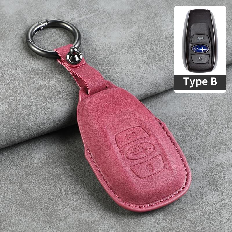 Leather Car Remote Key Case Cover for Subaru BRZ Forester Legacy Outback WRX STI Impreza XV Crosstrek Protector Fob Keychain