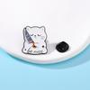 4 Styles Cat holding a Knife Design Enamel Brooches Cute White Kitten Say That Again Be Nice Lapel Pins Best Gift For Pet Lovers