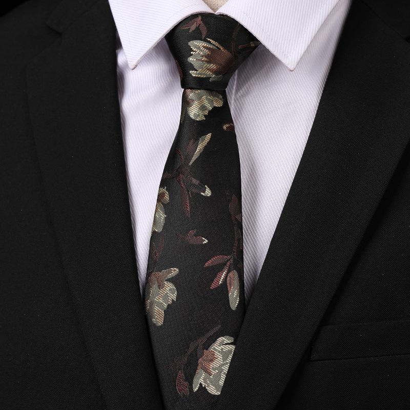 Fashion Versatile Casual Men And Women Retro Hong Kong Style Business Dress Groom Wedding Korean Version 8Cm Hand-Patterned Tie
