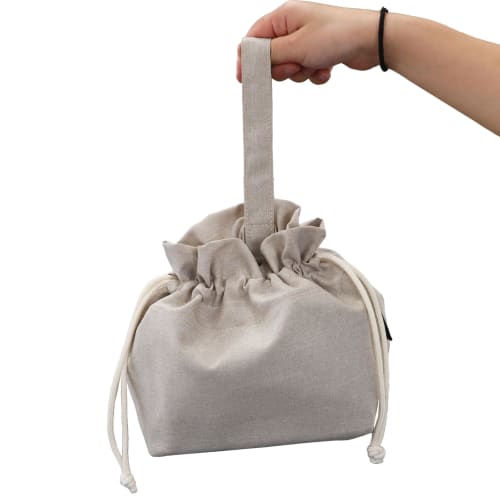 ARASAWA Washable! Insulated Lunch Drawstring Pouch, Keeps Food Cold and Hot, Washable, Simple, Stylish, Compact, for Men and Women (Black)