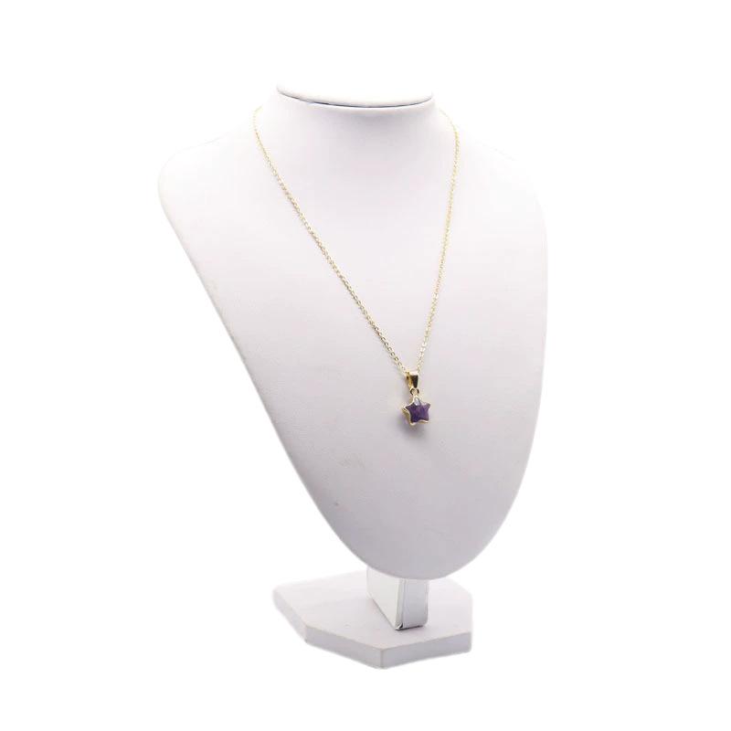 Fashion Gold Plated Stones Star Pendant Necklace Cute New Creativity Stone Charms Necklace Jewelry for Women Gift