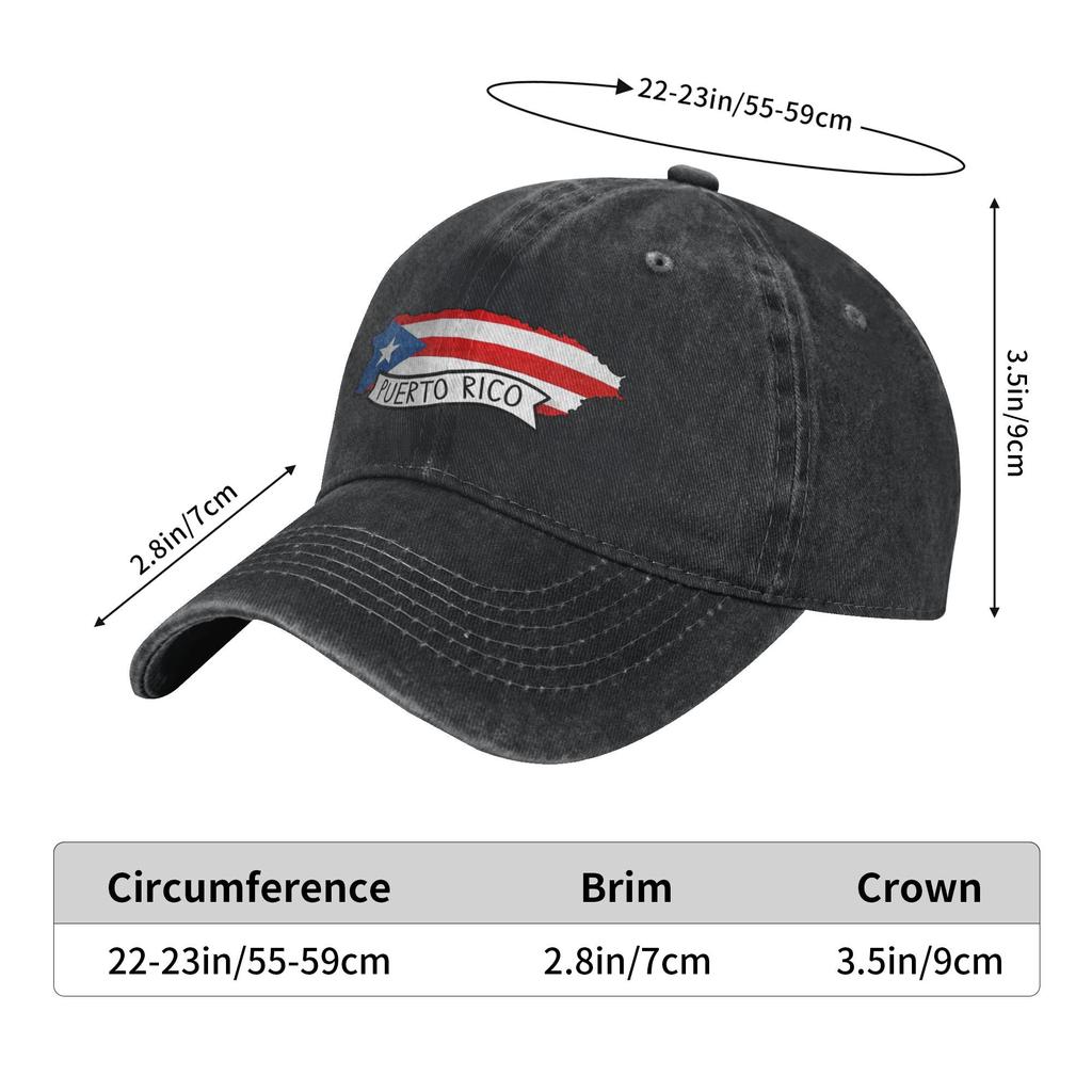 Casual Puerto Rico Flag Map Baseball Cap Unisex Distressed Denim Washed Sun Cap  Outdoor Summer Adjustable Fit Caps Hat
